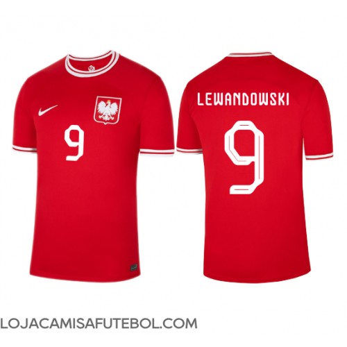 Camisa de Futebol Polônia Robert Lewandowski #9 Equipamento Secundário Mundo 2022 Manga Curta